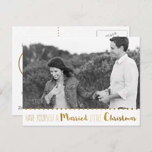 Gold, Heiraten und schöne Weihnachten Save the Dat Ankündigungspostkarte (Vorne/Hinten)