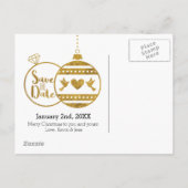 Gold, Heiraten und schöne Weihnachten Save the Dat Ankündigungspostkarte (Rückseite)