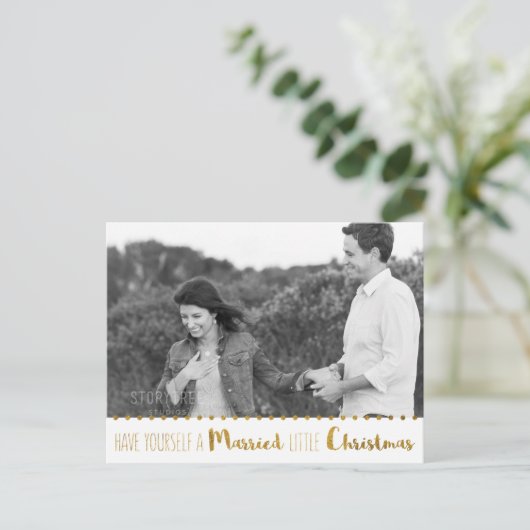 Gold, Heiraten und schöne Weihnachten Save the Dat Ankündigungspostkarte (Stehend Vorderseite)