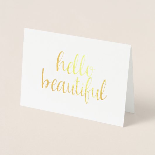 Gold Hello Beautiful Folienkarte (Vorderseite)