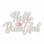 Gold Hello Schöne Lippen Aufkleber (Vorderseite)