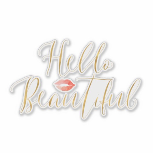 Gold Hello Schöne Lippen Aufkleber (Vorderseite)