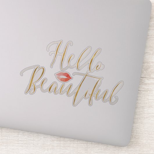 Gold Hello Schöne Lippen Aufkleber (Detail)