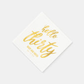 Gold "Hello Thirty" Geburtstag mit Namen Serviette (Ecke)