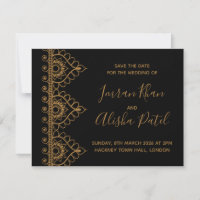 Gold Henna Desi Indian Wedding Einladung