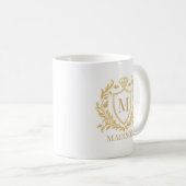 Gold Heraldic Crest Crown Monogram Kaffeetasse (VorderseiteRechts)