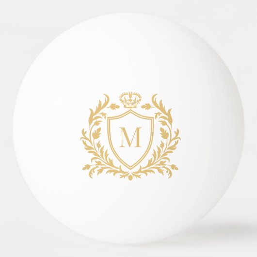 Gold Heraldic Crest Crown Monogram Tischtennisball (Vorderseite)