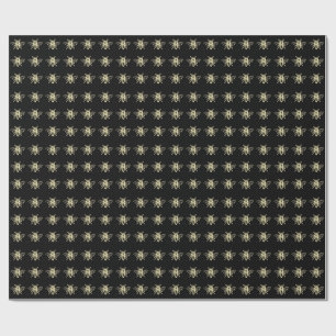 Gold Heraldic Vintag Honey Bee Black  Geschenkpapier