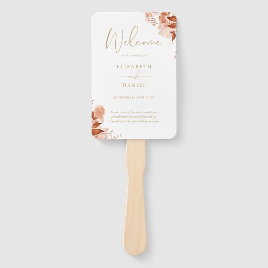 Gold Herbst Bloral Wedding Programm Fächer (Vorderseite)