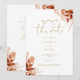 Gold Herbst Floral QR Code Hochzeit Save The Date