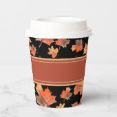 Gold Herbstlaube & Terracotta Streifen Custom Blac Pappbecher (Rückseite)
