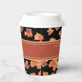 Gold Herbstlaube & Terracotta Streifen Custom Blac Pappbecher (Rechts)