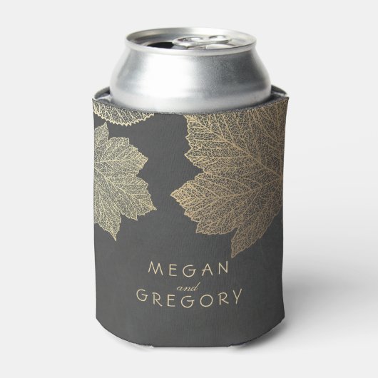 Gold Herbstlaubs Chalkboard Rustikale Hochzeit Dosenkühler (Kanne Vorderseite)