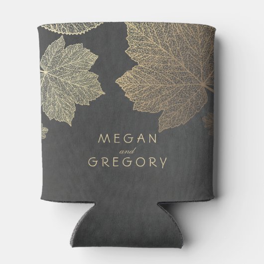 Gold Herbstlaubs Chalkboard Rustikale Hochzeit Dosenkühler (Rückseite)