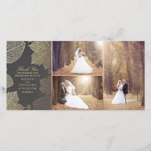 Gold Herbstlaubs Wedding Foto Vielen Dank Dankeskarte