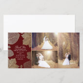 Gold Herbstlaubs Wedding Foto Vielen Dank Dankeskarte (Vorne/Hinten)