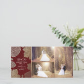 Gold Herbstlaubs Wedding Foto Vielen Dank Dankeskarte (Stehend Vorderseite)