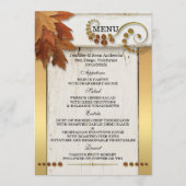 Gold Herbstlaubs Wedding Menu Card Menükarte (Vorderseite)