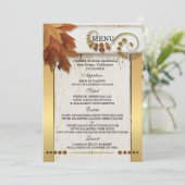 Gold Herbstlaubs Wedding Menu Card Menükarte (Stehend Vorderseite)