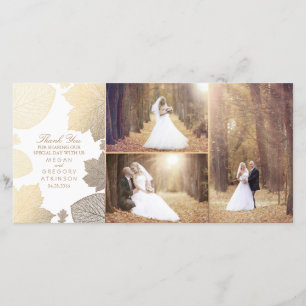 Gold Herbstlaubs White Wedding Foto Vielen Dank Dankeskarte