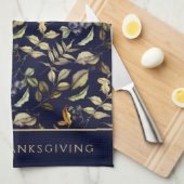 Gold Herbstleaves & Berries Custom Geschirrtuch (Viertel Falte)