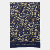 Gold Herbstleaves & Berries Custom Geschirrtuch (Vertikal)