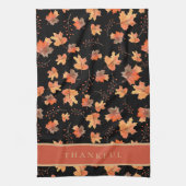 Gold Herbstmaple Blätter Custom Black Geschirrtuch (Vertikal)