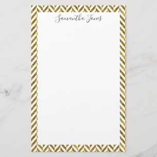 Gold Herringbone-Muster PERSONALISIERT Briefpapier