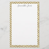 Gold Herringbone-Muster | PERSONALISIERT Briefpapier (Vorderseite)