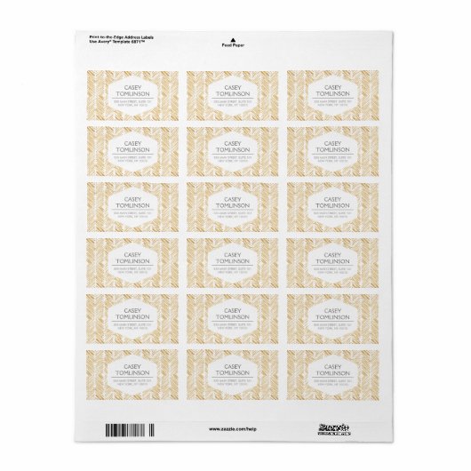 GOLD HERRINGBONE / ZICKZACK ARTWORTAddress-Labels Adressaufkleber (Vorne)
