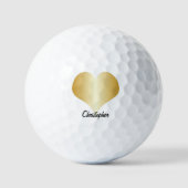 Gold Herz Design Personalisiert Golfball (Vorderseite)