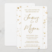 Gold Herz Hochzeit Einladung (Vorne/Hinten)