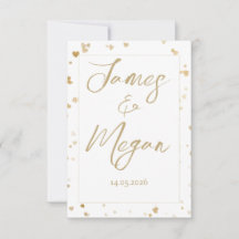 Gold-Herz-Karten zur Vorabanzeige des Hochzeitster