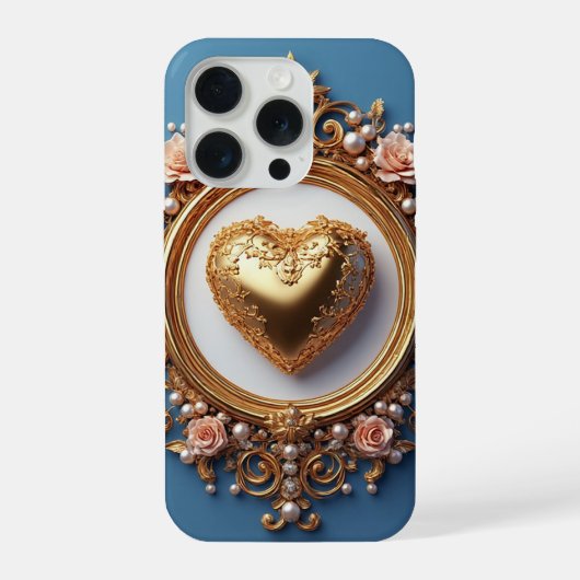 Gold Herz Luxus ✨ Perlen Elegant Romantisch iPhone Hülle (Rückseite)
