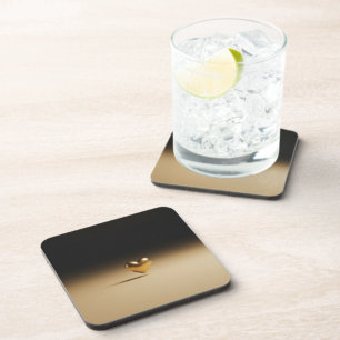 Gold-Herz-Minimalistisches-Ästhetik-Hartplastik-Kü Getränkeuntersetzer
