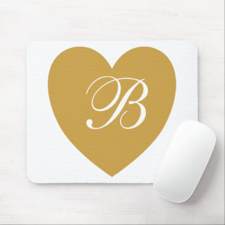 Gold Herz Monogramm Mauspad