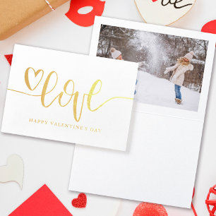 Gold Herz Schrift Liebe Frohen Valentinstag Foto Folienkarte