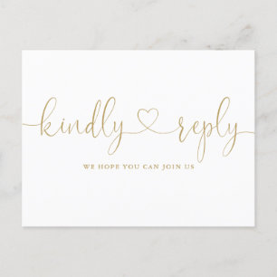 Gold Herz Schrift Lied Anfrage RSVP Einladungspostkarte