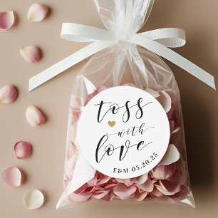 Gold Herz Toss mit Liebe Hochzeit Konfetti Gefalle Runder Aufkleber