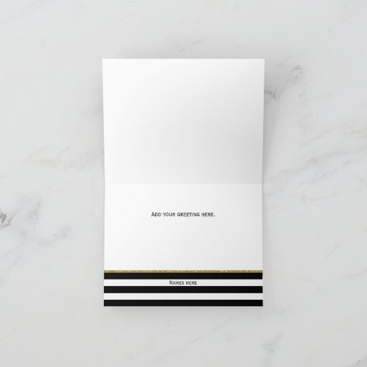 Gold Herz und Streifen Danke Karte (Innenseite)