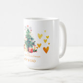 Gold Herz, Weihnachtsbaum, Geschenke Kaffeetasse (VorderseiteRechts)
