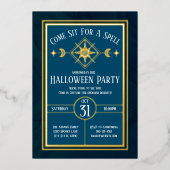 Gold Hexy Mystic Tarot Sun & Moon Halloween Folieneinladung (Vorderseite)