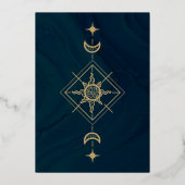 Gold Hexy Mystic Tarot Sun & Moon Halloween Folieneinladung (Rückseite)