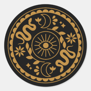 Gold Hexy Snake Moon Circle Sticker Sheet