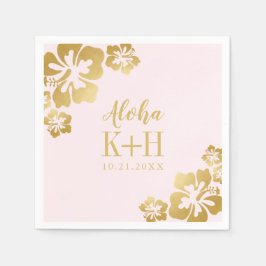 Gold Hibiskus Aloha Monogram Serviette