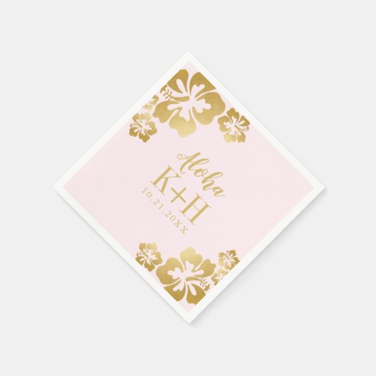 Gold Hibiskus Aloha Monogram Serviette (Ecke)