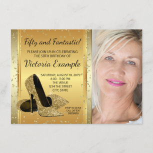 Gold High Heel Schuhe Geburtstagsparty Einladung