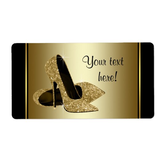 Gold High Heel Shoel Wasser Flaschen Etiketten (Vorne)
