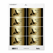 Gold High Heel Shoel Wasser Flaschen Etiketten (Vorne)