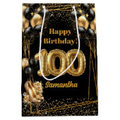 Gold High Heels 100th Birthday Geschenktasche ✨ Mittlere Geschenktüte (Vorderseite)